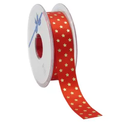 Twinkling Stars Ribbon; Red with Gold